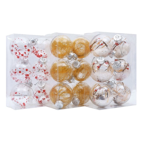 Bolas De Navidad Transparentes Plástico PET Rellenas Plumas Bayas Lentejuelas Decoración Árbol Festiva Elegante Fiesta