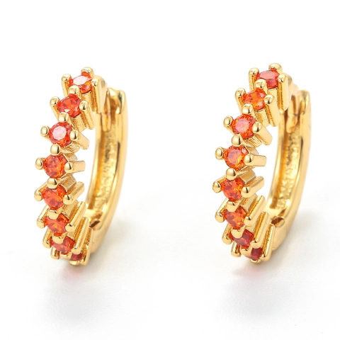 Huggie Hoop Earrings Brass 18K Gold Plated Colorful Zircon Geometric Hip Hop Fashion Women Jewelry