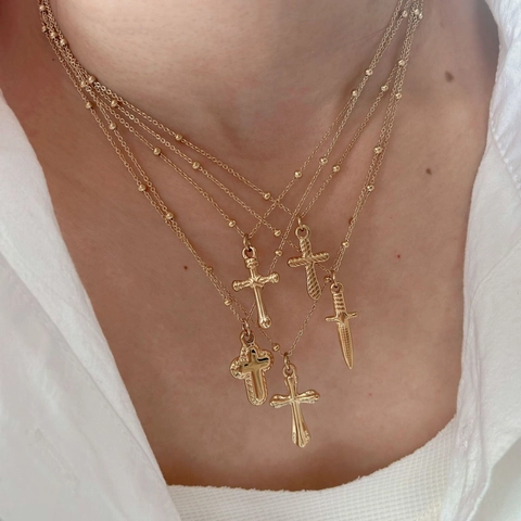 Vintage Roestvrijstalen Kruis Hanger Halsketting voor Dames Retro Verguld Zwaard Vorm Verstelbare Ketting Sieraden Cadeau