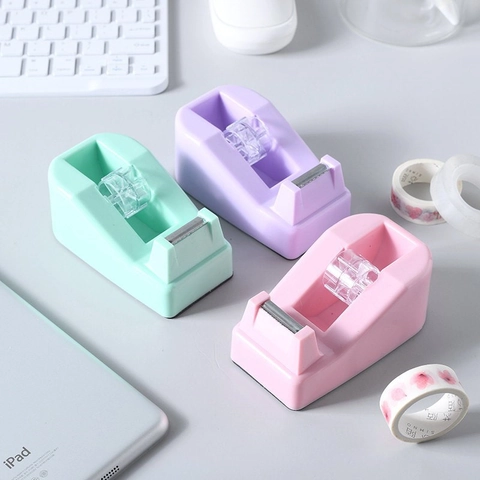 Desktop Tape Dispenser Handmatige Plastic Tape Snijder Macaron Kleur Minimalistische Kantoorbenodigdheden