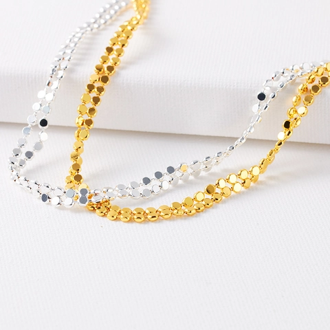 Collar de Cobre de Doble Capa con Pequeños Discos para Mujer Diseño de Nicho Minimalista Cadena de Clavícula Joyería