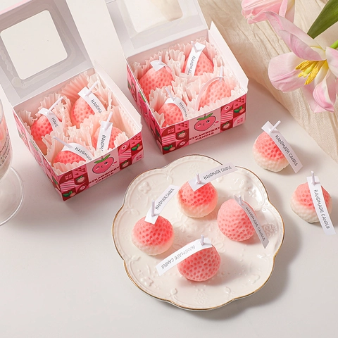 Strawberry Shaped Scented Candle Soy Wax Handmade Fragrance Home Decor Birthday Gift Gradient Pink Red