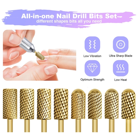 Professional Gold Alloy Nail Drill Bit For Gel Polish Removal And Manicure Polishing Tool