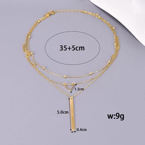 Minimalistische Streetwear Driehoek Effen Kleur 304 Roestvrij Staal Titanium Staal 18k Vergulde Uitgeholde Drielaagse Ketting