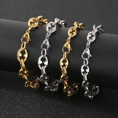 Bracciale A Catena Ancora Acciaio Inossidabile Maglia Naso Di Maiale Gioielli Di Moda Unisex Stile Hip Hop