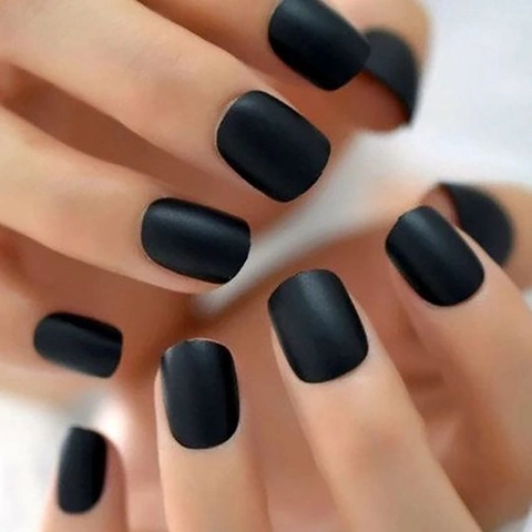 Press On Nails Matte Finish Short Square Round Shape Full Cover Solid Color Elegant False Nails For Women Professional