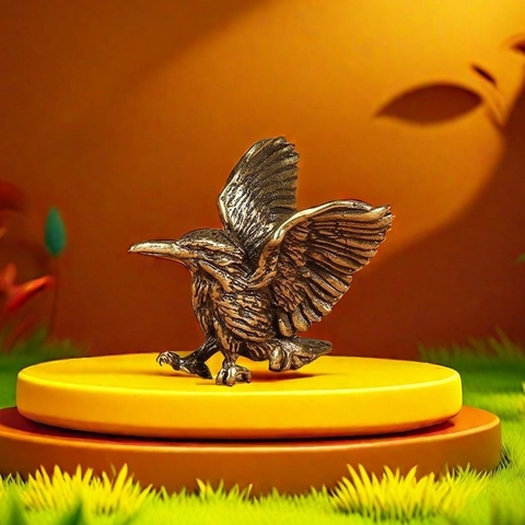Figurine D'oiseau En Métal Vintage Plaquée Cuivre Statue D'oiseau Miniature Décoration De Bureau Maison Ornement Accessoire De Thé