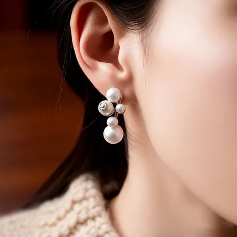 Unregelmäßige Künstliche Perlen Cluster Ohrstecker Mit Silberohrstift Legierung Französisch Minimalistisch Eleganter Schmuck Für Frauen