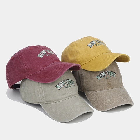 Washed Cotton Baseball Cap New York USA Embroidery Vintage Sun Protection Outdoor Casual Adjustable Hat Unisex