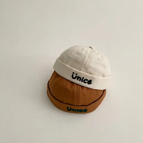 Kids Miki Hat Brimless Docker Cap Cotton Canvas Embroidered Letter Retro Style For Toddlers Boys Girls