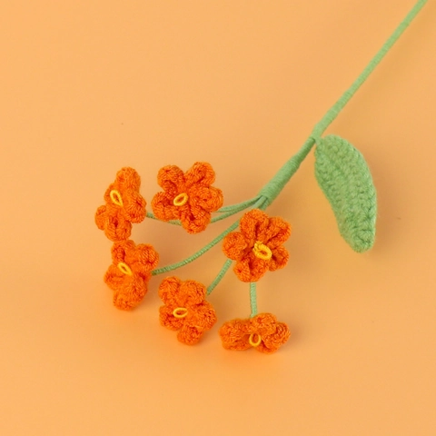 Crochet Forget Me Not Flower Bouquet Handmade Knitted Yarn Floral Desktop Decor Gift Home Ornament Pastel Color