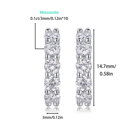 925 Sterlingsilber Moissanit Hoop Ohrringe Für Damen Luxus Pave-Fassung Rundschliff Moissanit Schmuck Geschenk Für Hochzeit Dating