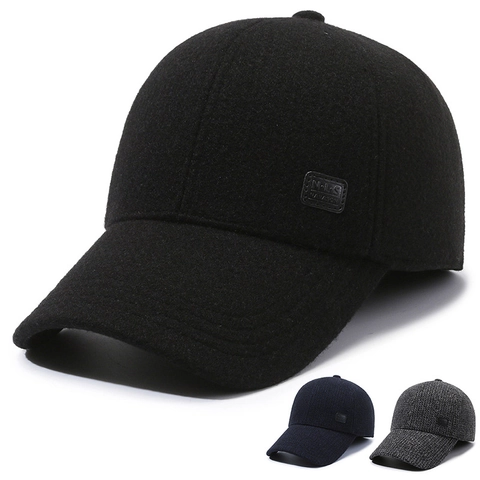 Cappello Da Baseball Caldo Invernale Da Uomo In Misto Lana Protezione Per Le Orecchie Regolabile Sportivo