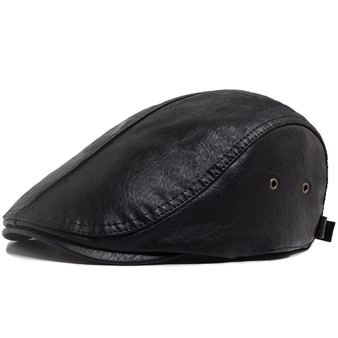 Retro PU Lederen Ivy Cap Verstelbaar Ademend Vintage Platte Hoed Driving Newsboy Cabbie Cap Voor Mannen Vrouwen
