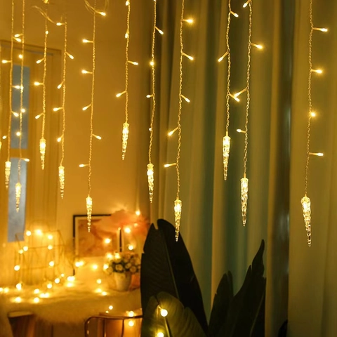 LED Icicle String Lights Waterproof Ice Cone Fairy Curtain Lamp For Christmas Festival Party Outdoor Garden Home Decor