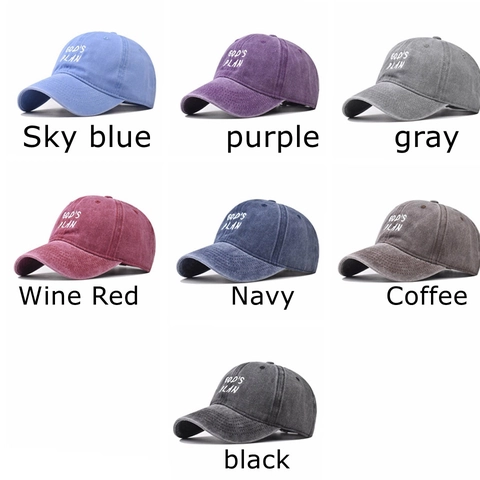 Berretto Da Baseball Ricamato God's Plan Cotone Lavato Vintage Cappello Da Sole Regolabile Uomo Donna
