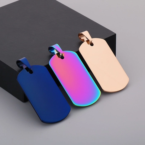 Military Dog Tag Pendant Necklace Stainless Steel High Polished Blank Fashion Punk Style Jewelry For Men Women
