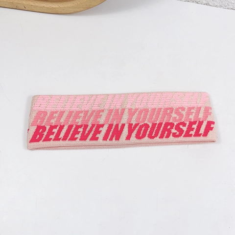 Gebreide Sport Hoofdband Elastische Zweetband Voor Yoga Hardlopen Fitness Believe In Yourself Letterprint Haarband