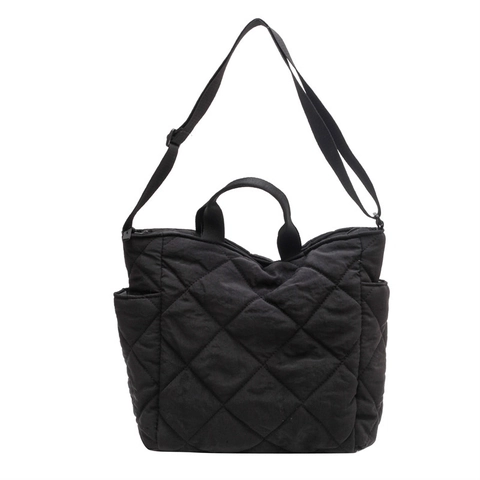 Gewatteerde Nylon Tote Bag Grote Capaciteit Gewatteerde Ruitpatroon Schoudertas Crossbody Voor Dames