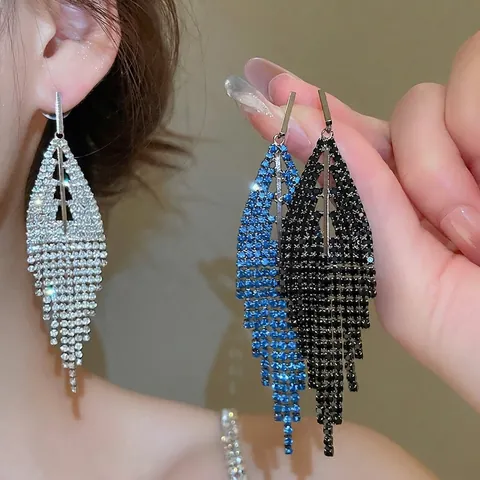 Orecchini Pendenti Nappa Triangolo Geometrico Strass Con Perno In Argento Rame Gioielli Di Lusso Da Donna