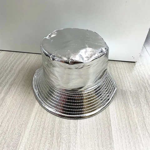 Bucket Hat Glänzend PU Leder Metallic Wendbar Sonnenschutz Schick Party Disco Fischerhut Für Damen Herren Unisex Mode