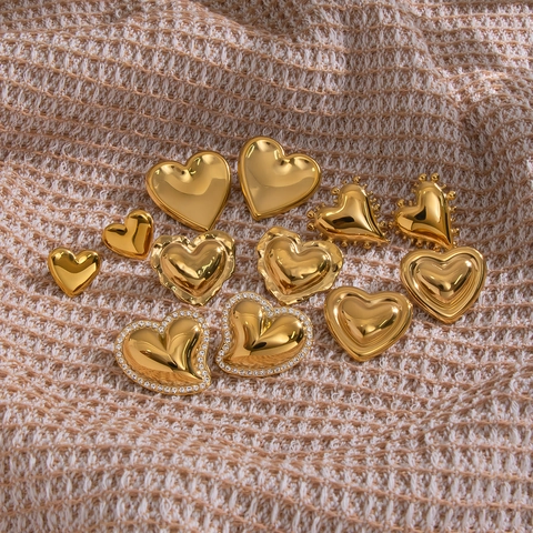Orecchini A Lobo Cuore Acciaio Inossidabile Placcato Oro Impermeabile Ipoallergenico Vintage Gioielli Per Donna