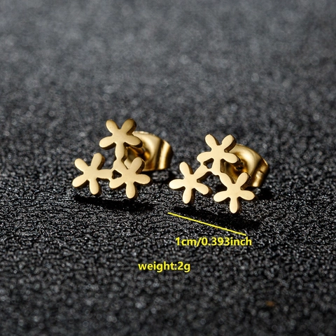 Stainless Steel Daisy Flower Stud Earrings Minimalist Three Flower Cluster Jewelry For Women Girls Sweet Daily Accessory