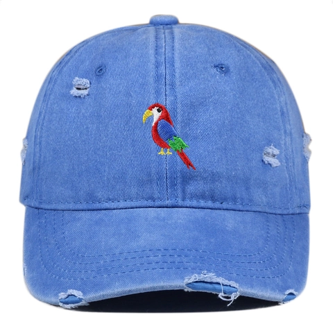 Baseballkappe Baumwolle Washed Distressed Papageienstickerei Sonnenhut Outdoor Retro Street Style Verstellbar