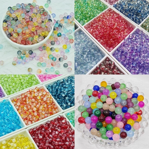 Runde Glasperlen Lose Perlen Mattiert Krackeled Jelly Transparent Für DIY Schmuckherstellung Armband Halskette Handwerk