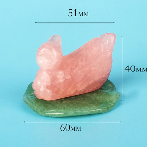 Natural Rosenquarz Mandarinenten Figuren Aventurin Lotusblatt Basis Handgeschnitzte Kristall Stein Tier Ornamente Dekor