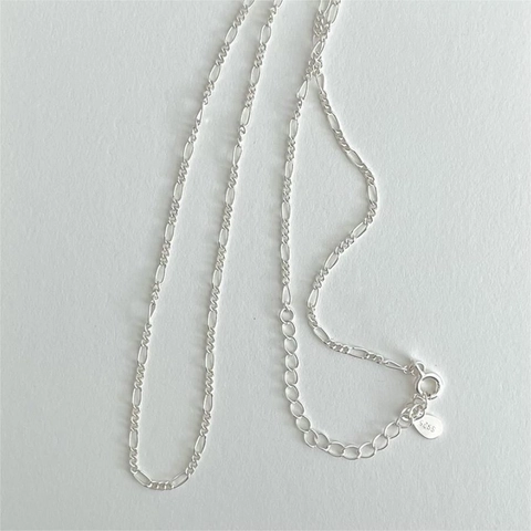 Minimalistische 925 Sterling Silber Figaro Kette Halskette Zierlicher Einfacher Koreanischer Stil Schmuck Für Frauen