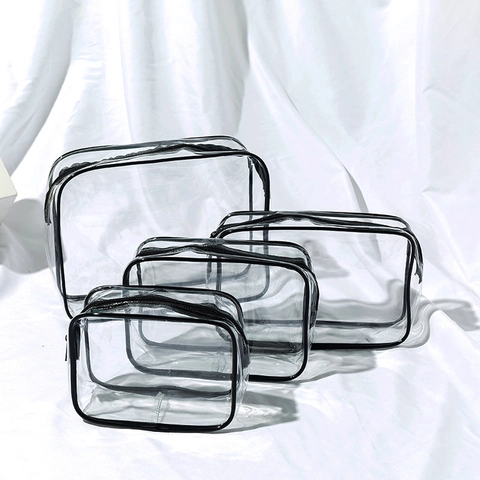 Waterproof PVC Transparent Toiletry Bag Portable Travel Makeup Organizer Zippered Clear Cosmetic Pouch For Women