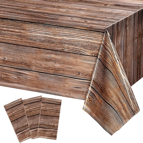 Tovaglia E Piatti Usa E Gatta Plastica Motivo Venature Del Legno Impermeabile Per Festa Di Compleanno Tema Fattoria Rustico