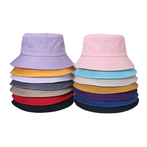 Solid Color Cotton Bucket Hat Sun Protection Outdoor Summer Fisherman Cap Minimalist Foldable For Women And Men