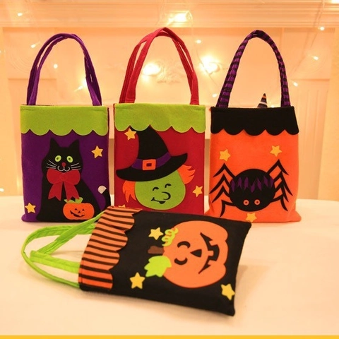 Halloween Candy Gift Bags Felt Handheld Pumpkin Witch Ghost Patterns Party Favor Decoration Portable Novelty