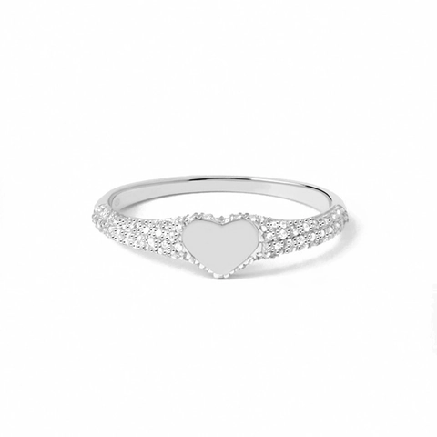 925 Sterling Silber Herz Ring Für Damen Mode Mikrofassung Weißer Strass Feiner Finger Schmuck Koreanischer Stil Geschenk