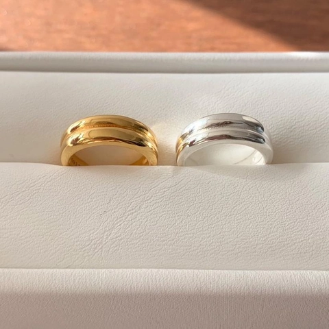 Anillo De Doble Capa De Plata De Ley 925 Joyería De Dedo Geométrica Minimalista Ajustable Abierta Para Mujer
