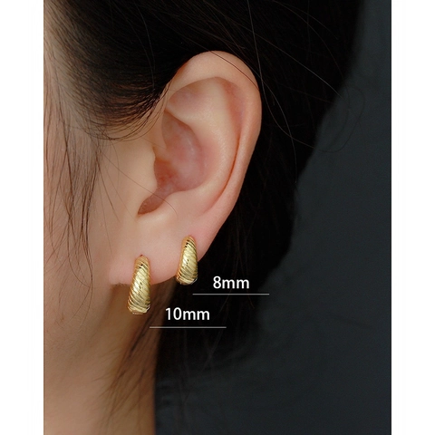 925 Argento Sterling Orecchini a Cerchio Torsadée per Donna Minimalista Irregolare Texture a Vite Orecchini Oro Argento