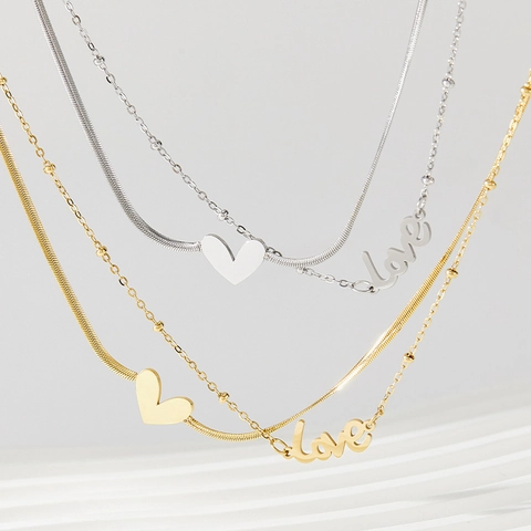 Tobillera De Capas Acero De Titanio Colgante Corazón Love Cadena De Serpiente Y Perlas Para Mujer Estilo Coreano Simple