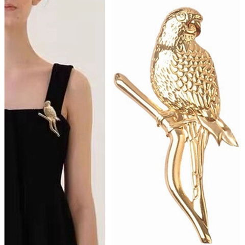Spilla Uccello Pappagallo Acciaio Inossidabile Design Ramo Animale Accessorio Gioielli Di Moda