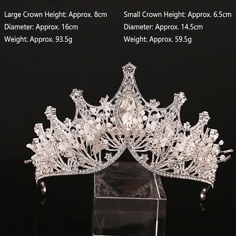 Baroque Bridal Crown Tiara Luxury Rhinestone Crystal Artificial Pearl Wedding Headpiece Handmade V-Shape Hair Accessories For Women