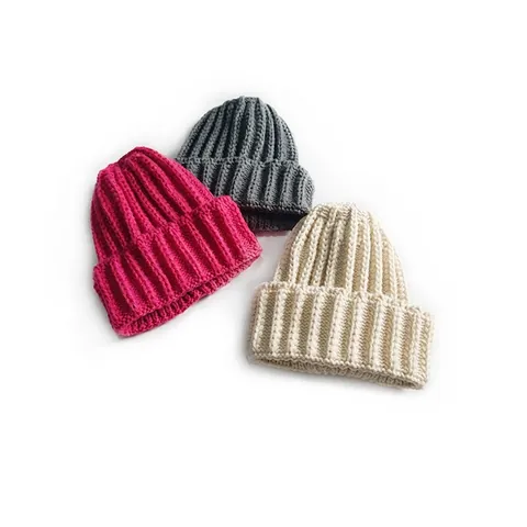 Soft Acrylic Knitted Beanie Hat For Kids Adults Warm Ribbed Solid Color Cuffed Winter Cold Weather Outdoor Skull Cap