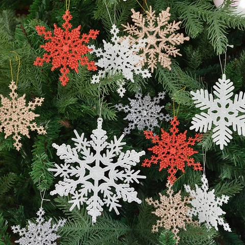 Fiocco Di Neve Ornamenti Appesi Albero Di Natale Plastica Luccicante Brillante Cavo Decorazione Festa Invernale Elegante