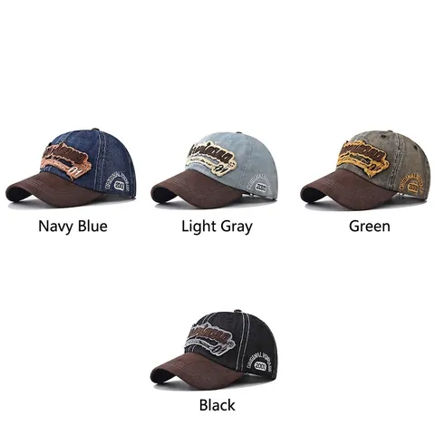 Vintage Americana Baseball Cap Washed Denim Patchwork Embroidery Retro Adjustable Outdoor Sun Hat For Men And Women