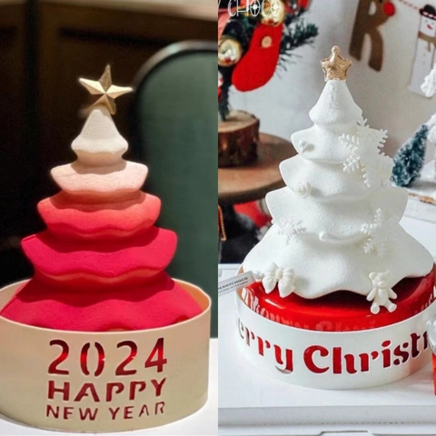 Acrylic Cake Collar Surround Decoration Merry Christmas Happy New Year Holiday Party Hollow Decorative