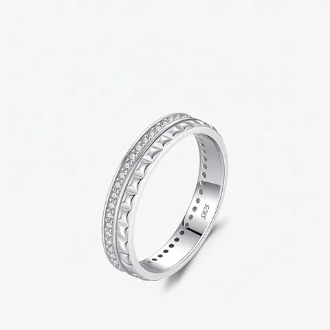 925 Sterling Silver Ring Micro Pave Zirconia Geometric Pyramid Rivet Fashion Stacking Finger Jewelry For Women