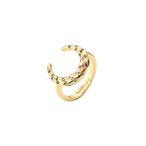 Böhmische Kupfer Offene Ringe Bunte Zirkon Eingelegt Mond Stern Hamsa Hand Teufelsauge Verstellbarer Modeschmuck Damen