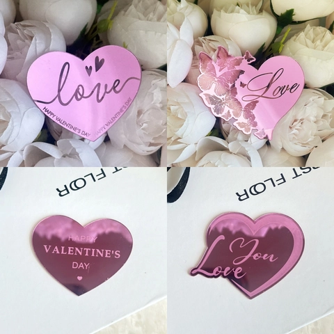 Décoration De Gâteau En Acrylique Miroir Cœur Saint Valentin Décor De Cupcake Fête Romantique Love You