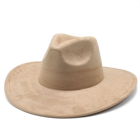 Cappello Fedora Vintage A Tesa Larga Texture Scamosciata Feltro Di Lana Stile Jazz Protezione Solare Traspirante Unisex Inverno