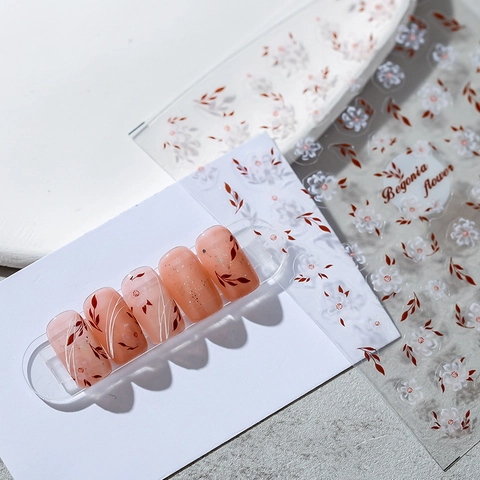 Autocollants Art Des Ongles Fleur De Bégonia Ultra Fins Flexibles Auto-adhésifs Style Japonais Décalcomanies Florales